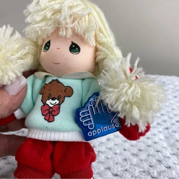 NWT Precious Moments Applause Vintage Stuffed Doll Blond Braids Bear Sweater - Picture 6 of 9